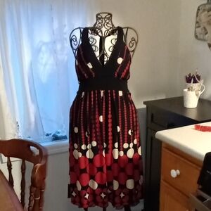 Speechless Black and Burgundy Polka Dot Midi Dress